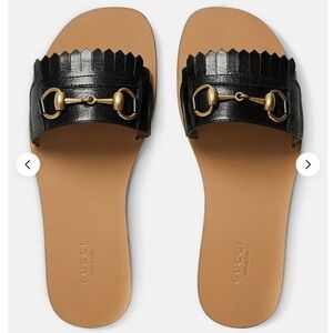 Gucci Varadero Horsebit Leather Slide Sandals